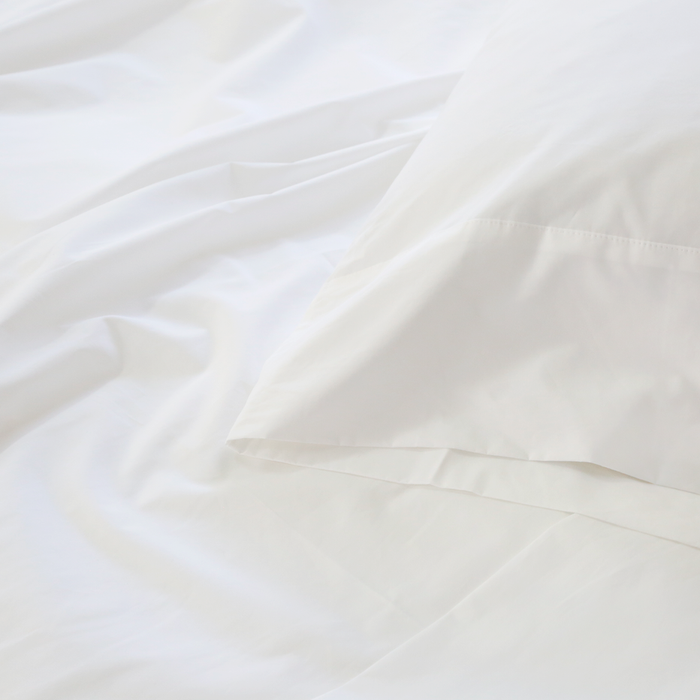 White Cotton Percale Sheet Set by Pom Pom at Home