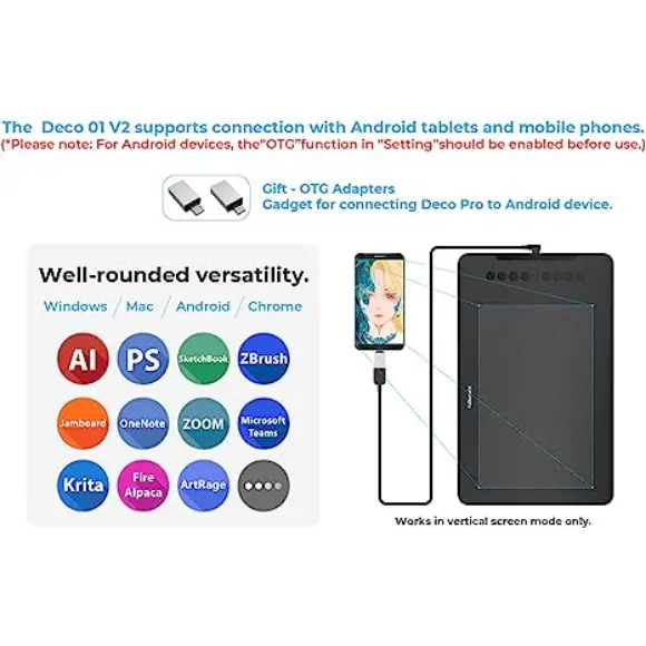 XP-PEN Deco 01 V2 Graphics Tablet for Chromebook with Battery - PakByte Computers
